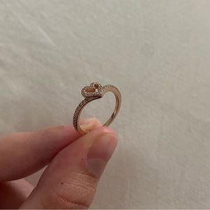 Pandora Sparkling Wishbone Heart Ring